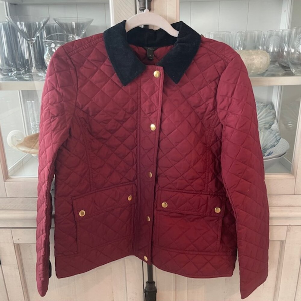 JCREW QUILTED TACK JACKET COAT DOWN #02722 CRIMSON MAPLE MEDIUM NWT